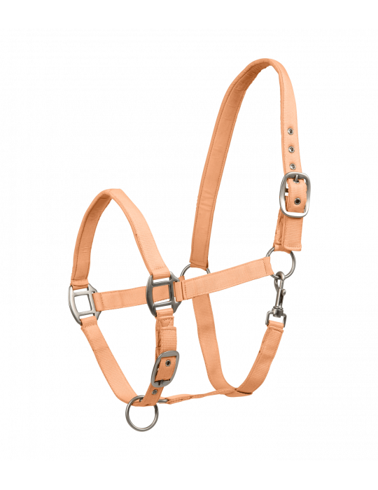 Licol PERLON satin pêche FULL